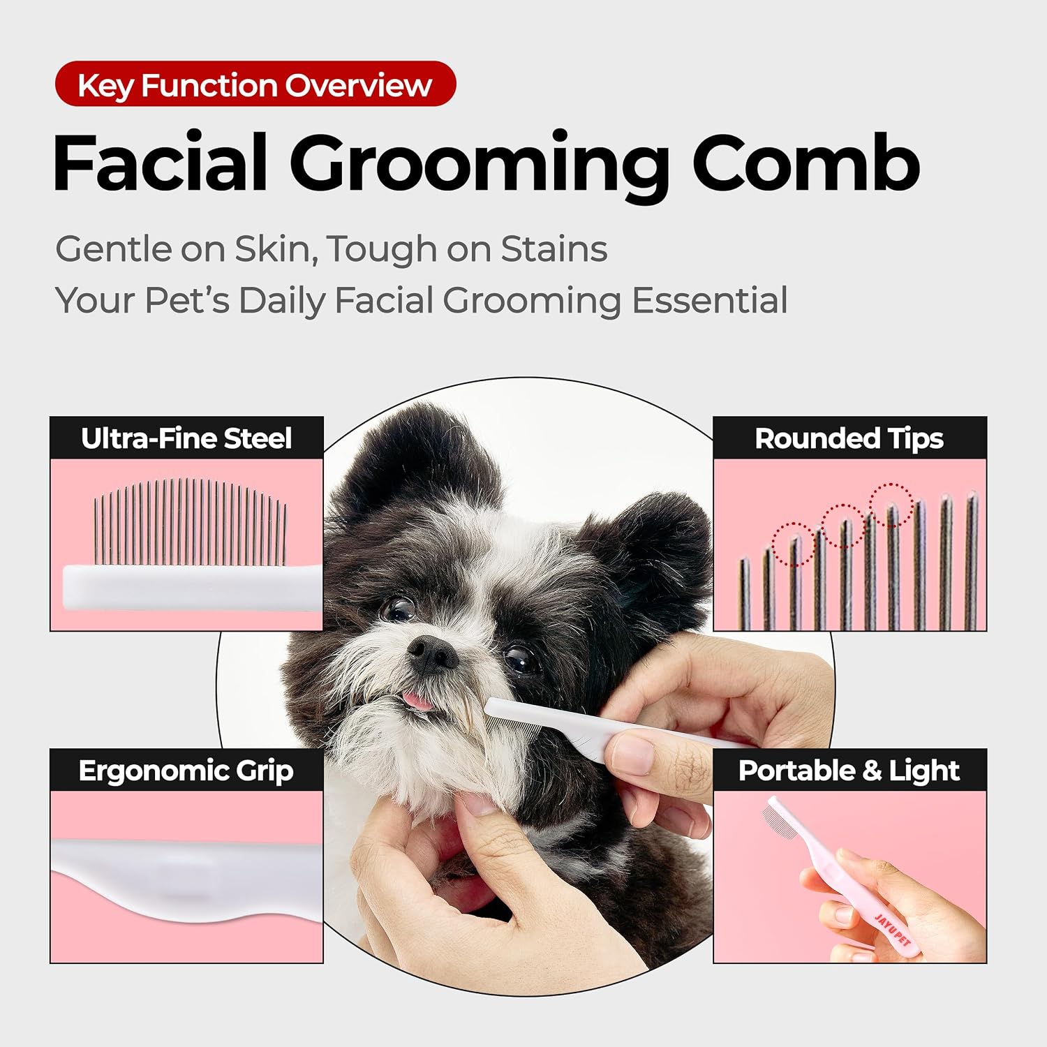 JAYUPET Facial Grooming Comb - Hình 2